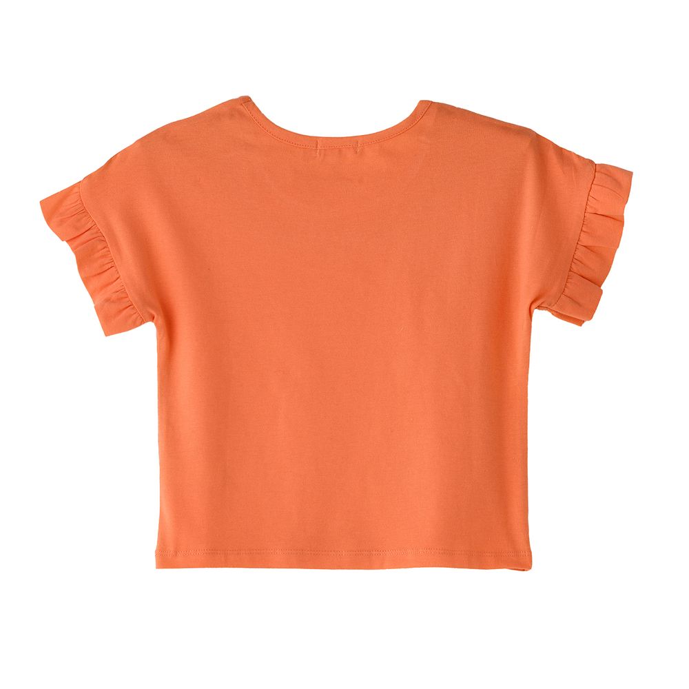 Jelliene - Girl's Summer Days T-Shirt With Floral Print - Orange