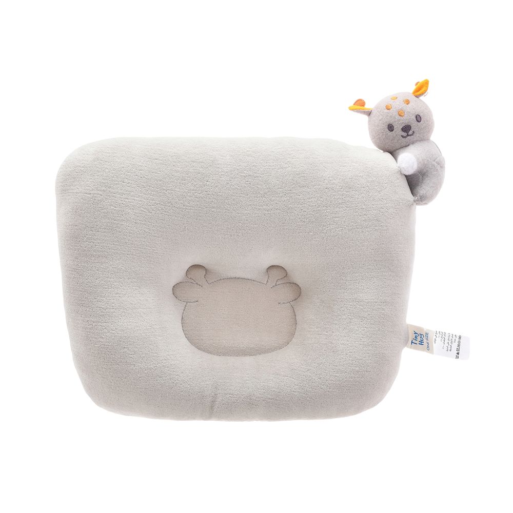 Tiny Hug - Soft And Breathable Flat Newborn Pillow - Grey