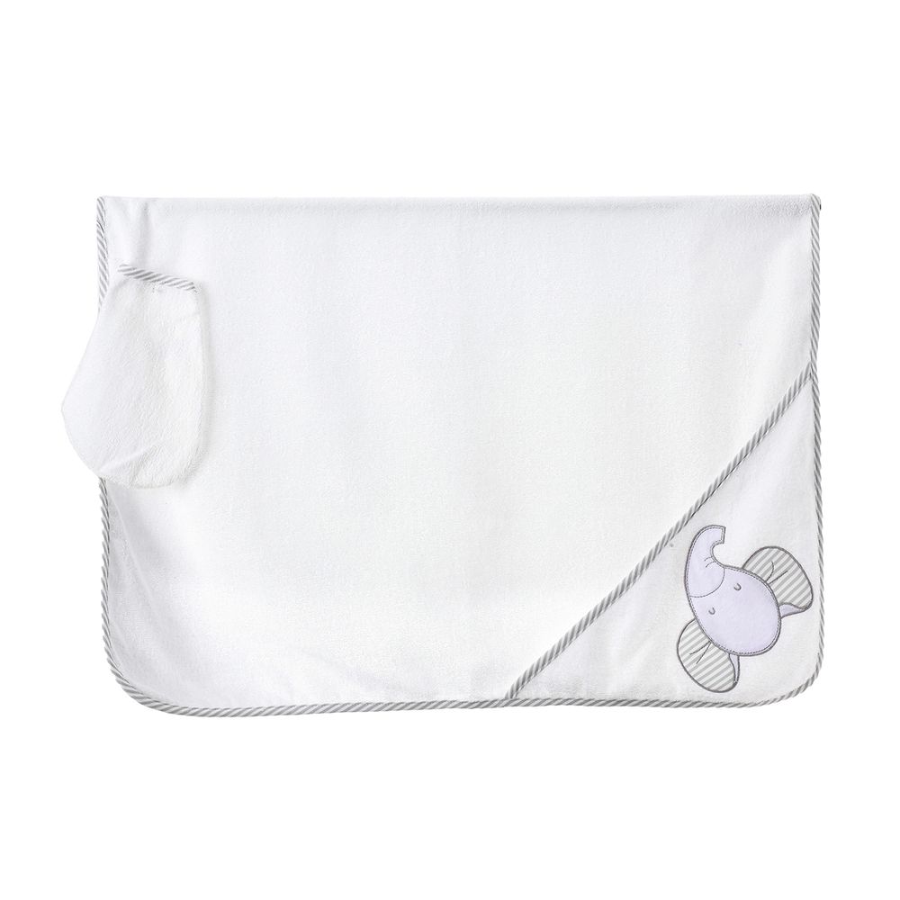 تايني هاغ - منشفة بقبعة للأطفال - عاجي