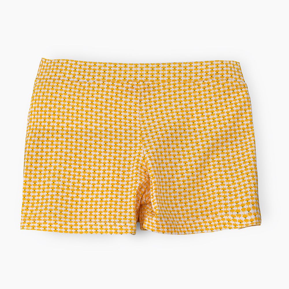 Jelliene - Girls' Cotton Knit Wrap Skirt With Bow Tie - Yellow/White