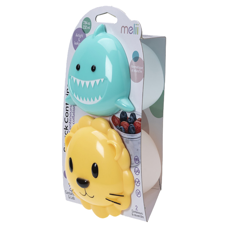 ميلي - حافظة وجبات خفيفة - قرش وأسد - قطعتين