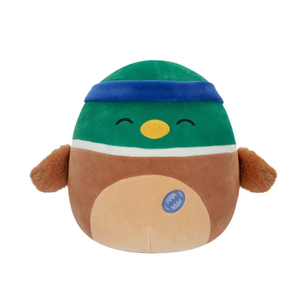 Squishmallows - Little Plush - Avery - Mallard Duck WithSweatband and Rugby Ball 7.5"