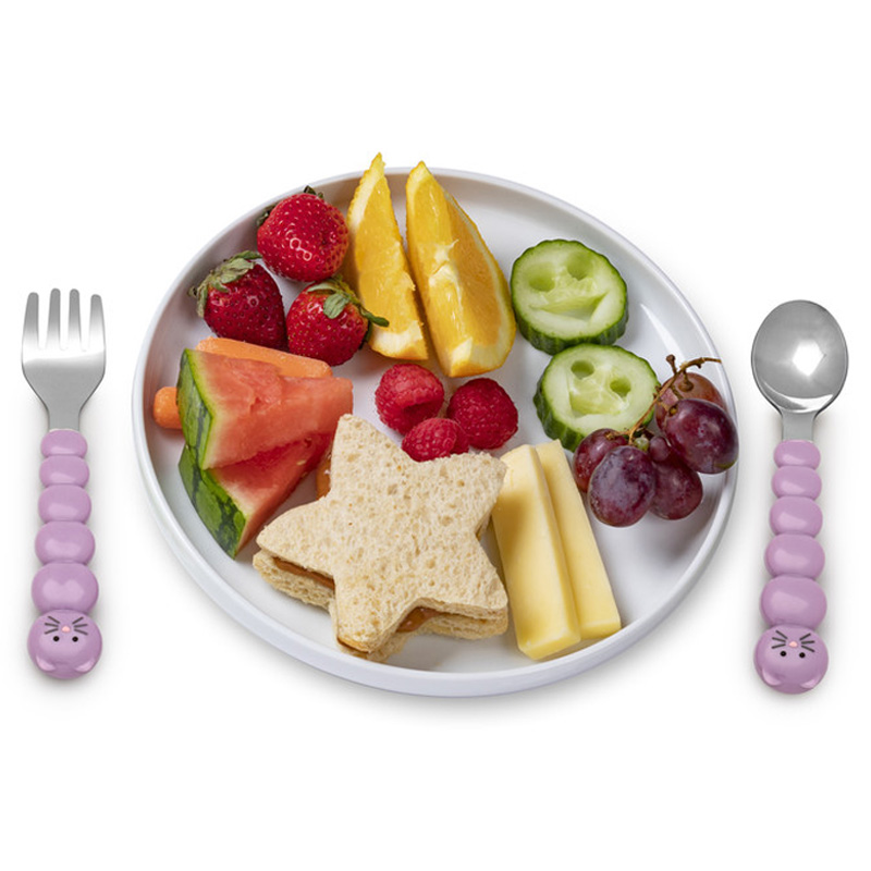 ميلي - أدوات المائدة - قطة بنفسجية وكلب بولدوغ رمادي - 4 قطع