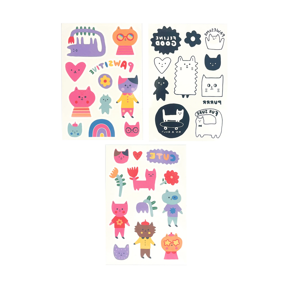 أولي - مجموعة تاتو بالوزا المؤقت - القطط الإيجابية - 3 قطع