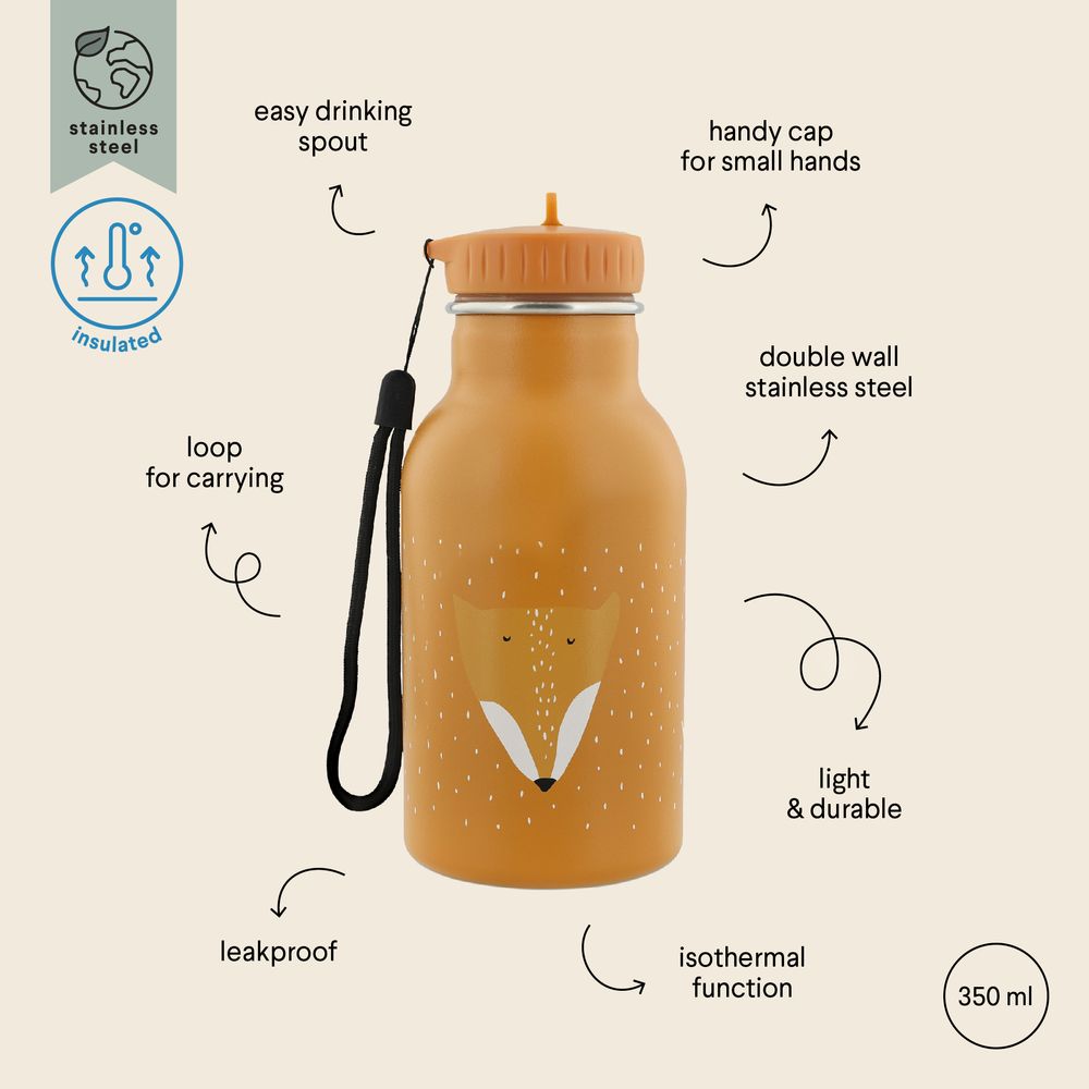 Trixie - Stainless Steel Water Bottle - Mr. Fox - 350ml