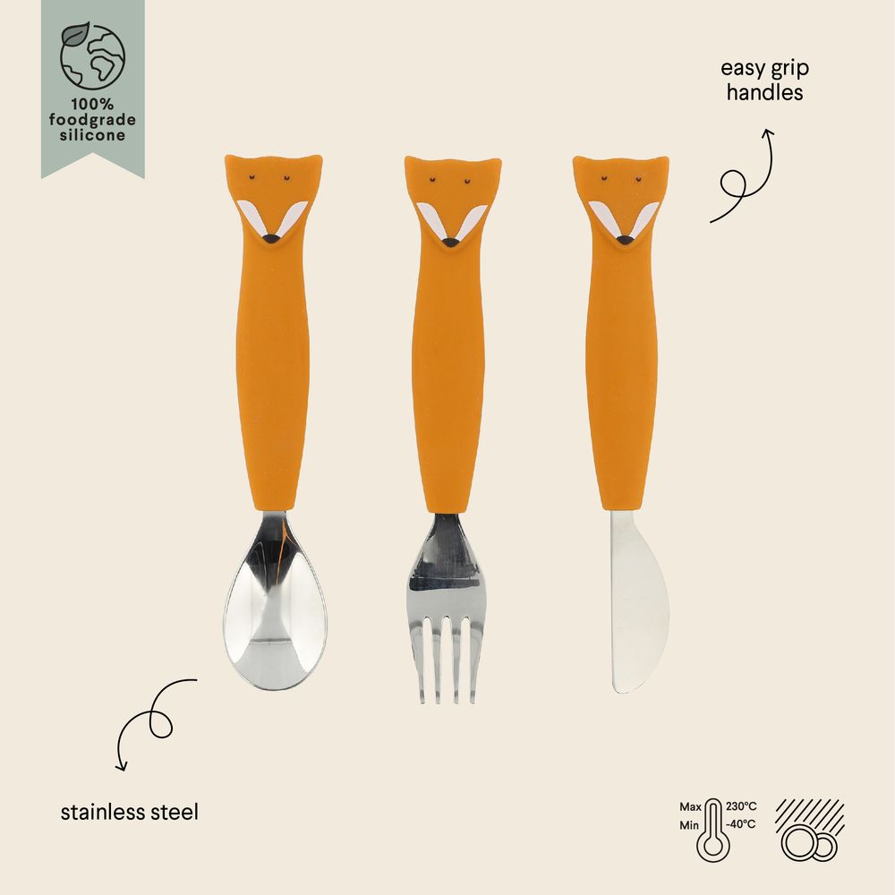 Trixie - Stainless Steel Cutlery Set WithSilicone Handle - Mr. Fox