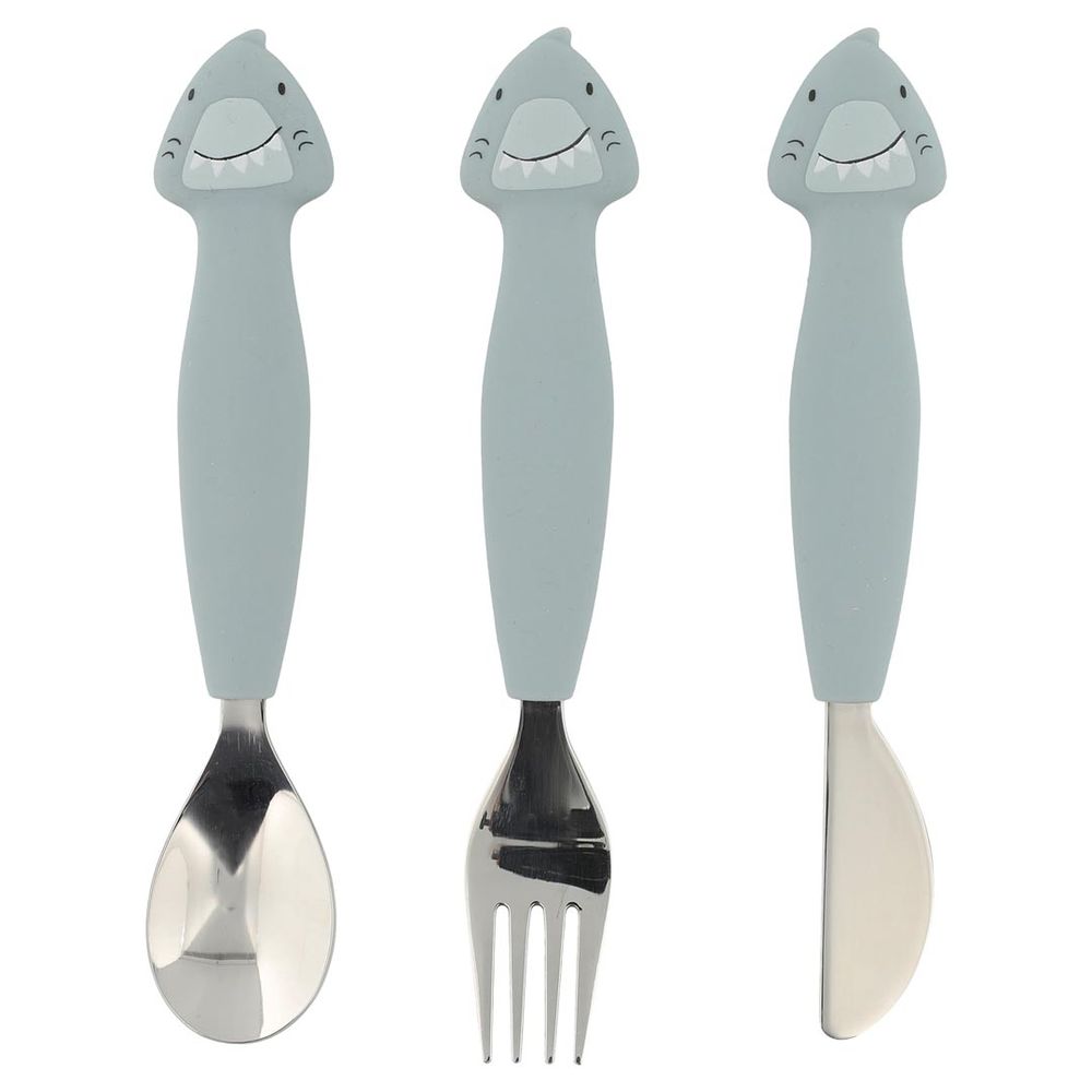 Trixie Stainless Steel Cutlery Set With Silicone Handle - 3 Pcs - Mr. Shark