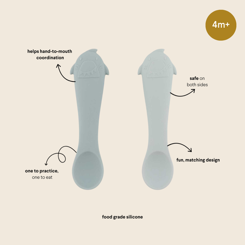 تريكسي - ملعقة تغذية سيليكون للأطفال - مستر شارك - قطعتان