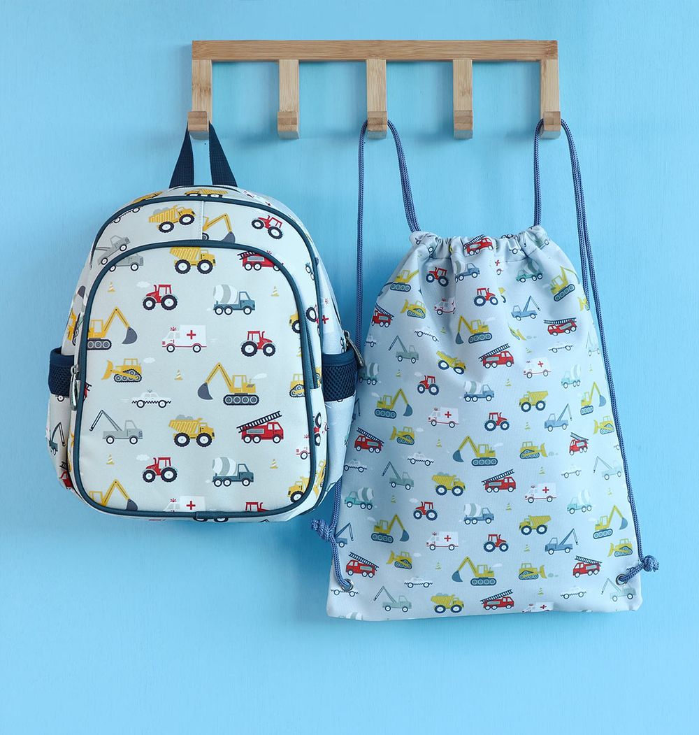 A little Lovely Company - Kids Drawstring Bag - Vehicles - 16-Inch/41cm