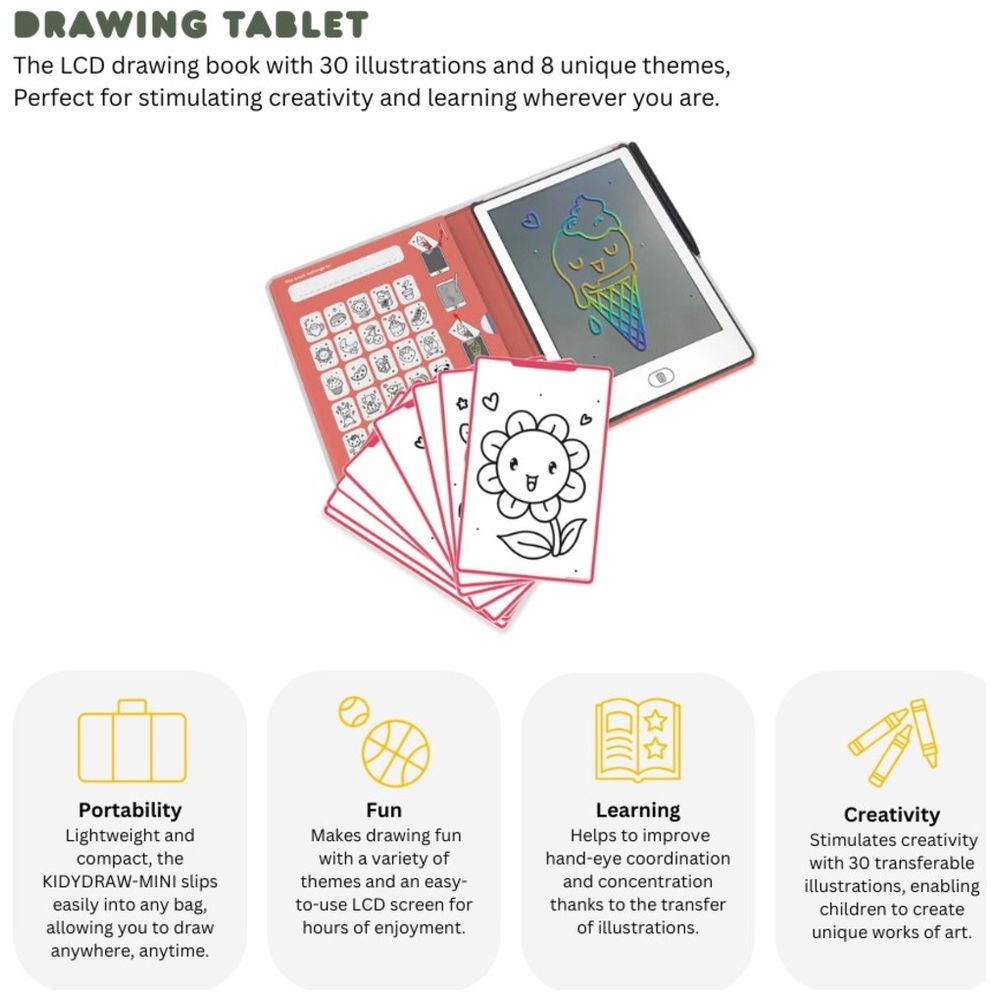 كيدي وولف - لوح رسم كيدي درو ميني بشاشة LCD - ديناصورات