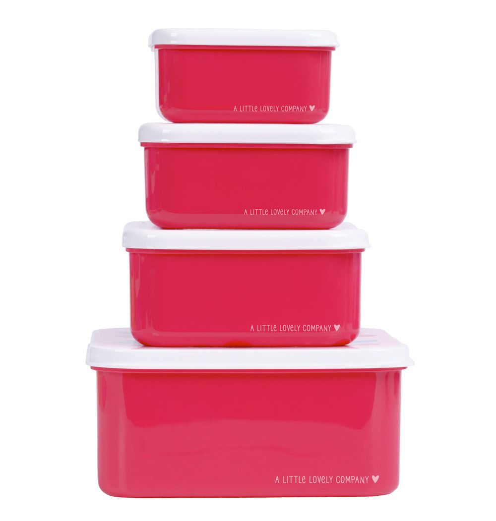 A little Lovely Company - Kids Lunch & Snack Box Set - 4 Pcs - Cherries