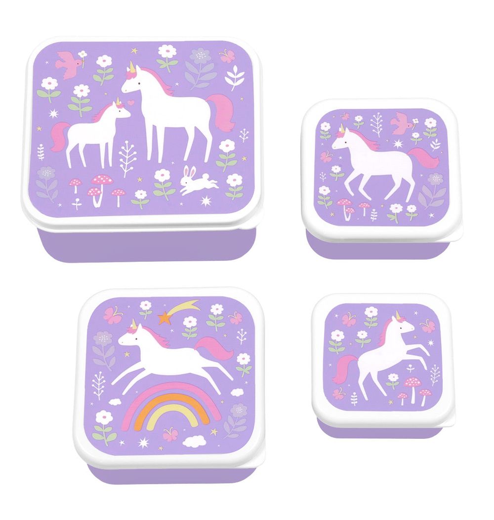 A Little Lovely Company - Lunch & Snack Box Set - Unicorn Dreams - 4 Pcs