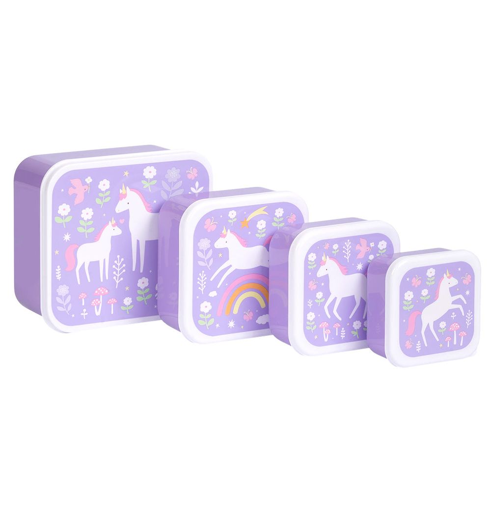A Little Lovely Company - Lunch & Snack Box Set - Unicorn Dreams - 4 Pcs