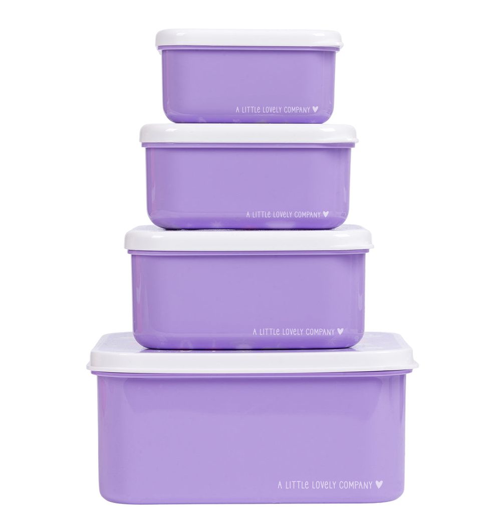 A Little Lovely Company - Lunch & Snack Box Set - Unicorn Dreams - 4 Pcs