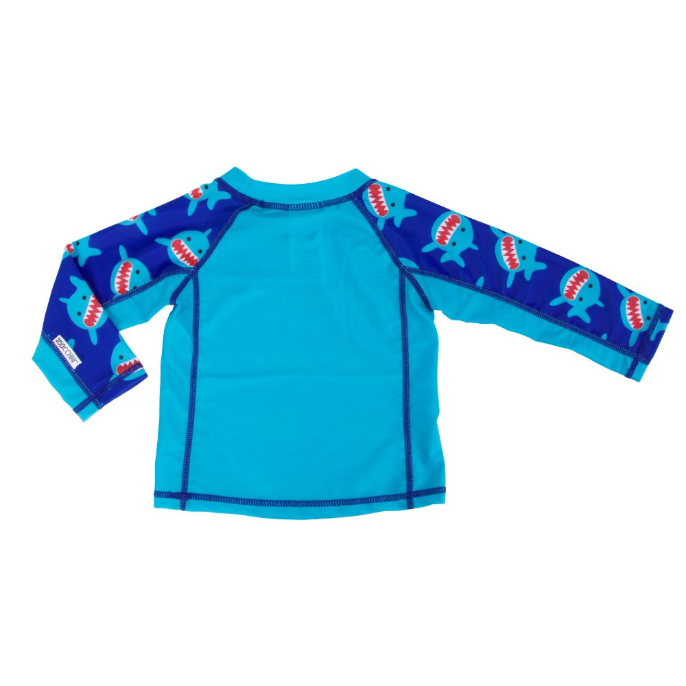 Zoocchini - Baby Rash Guard Long Sleeved Swim Top - Sherman The Shark - Blue