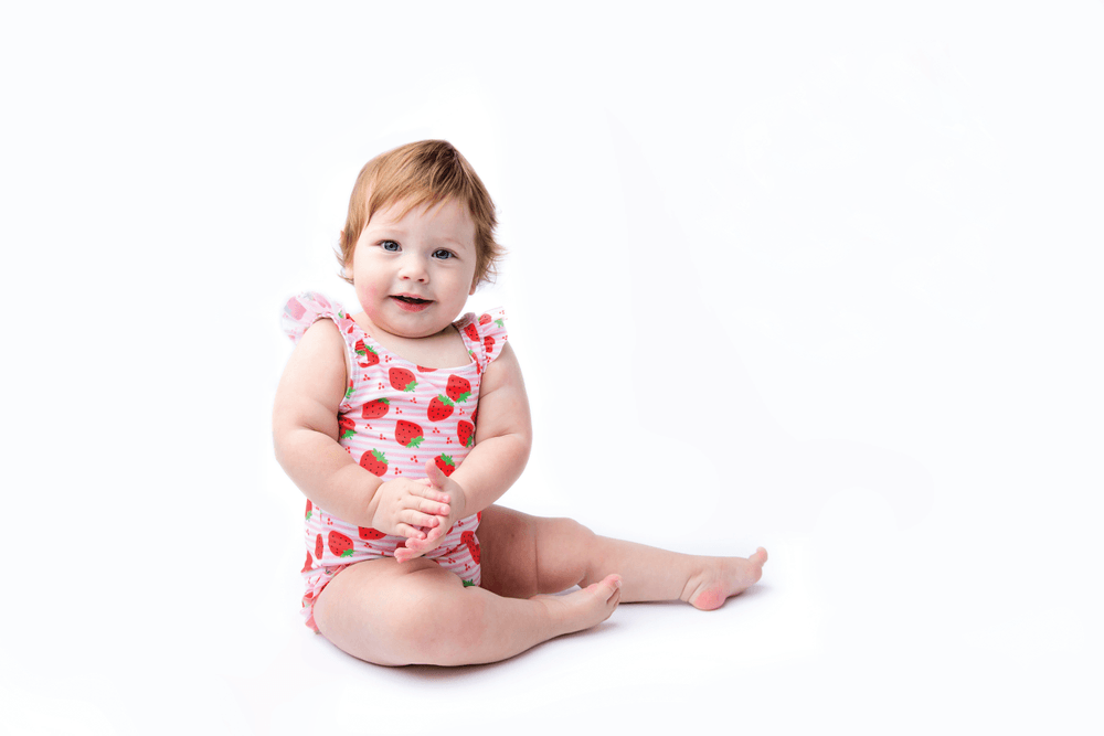 Zoocchini - Baby Ruffled Swim Suit - Strawberry - Pink