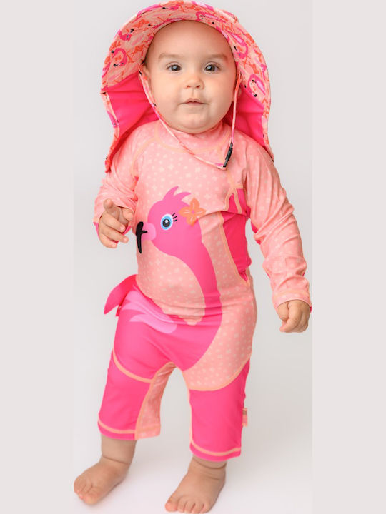 Zoocchini - Girl's One Piece Rashguard Swimsuit - Franny The Flamingo