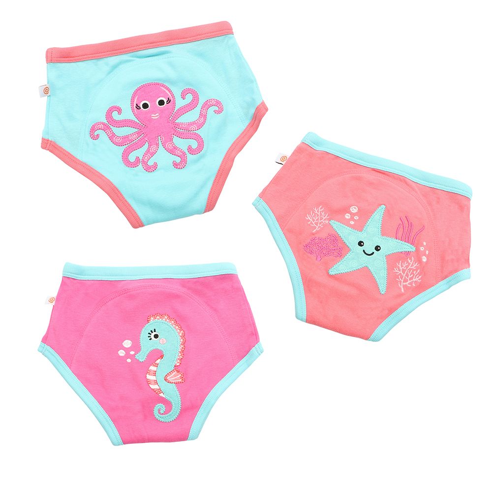 Zoocchini - Toddler Organic Potty Training Pants - Ocean Gals - Pack of 3_3-4 yrs