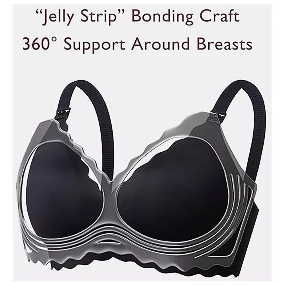 MomCozy - 3pc-Set - YN46 Jelly Strip Seamless Floral Push Up Nursing Bra Set