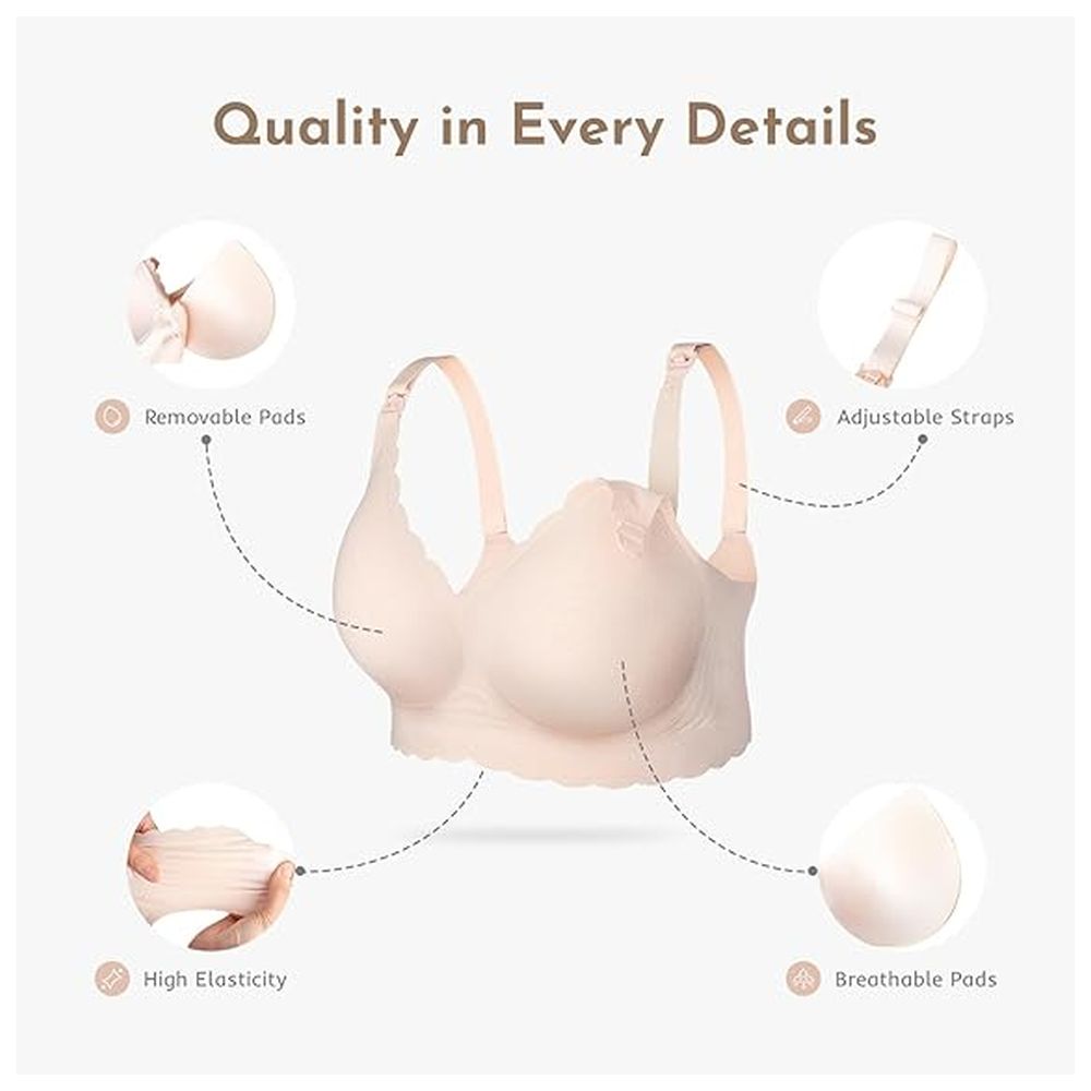 MomCozy - 3pc-Set - YN46 Jelly Strip Seamless Floral Push Up Nursing Bra Set