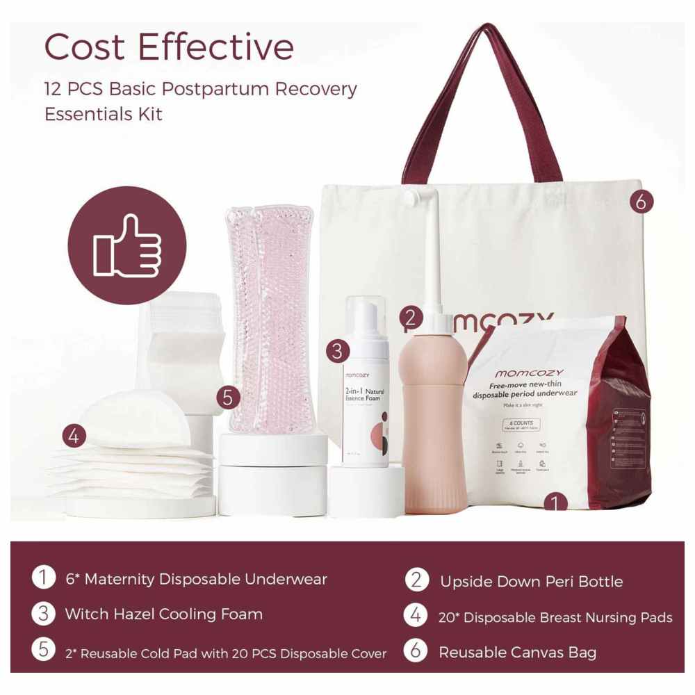موم كوزي - مجموعة مستلزمات التعافي بعد الولادة - 12 قطعة