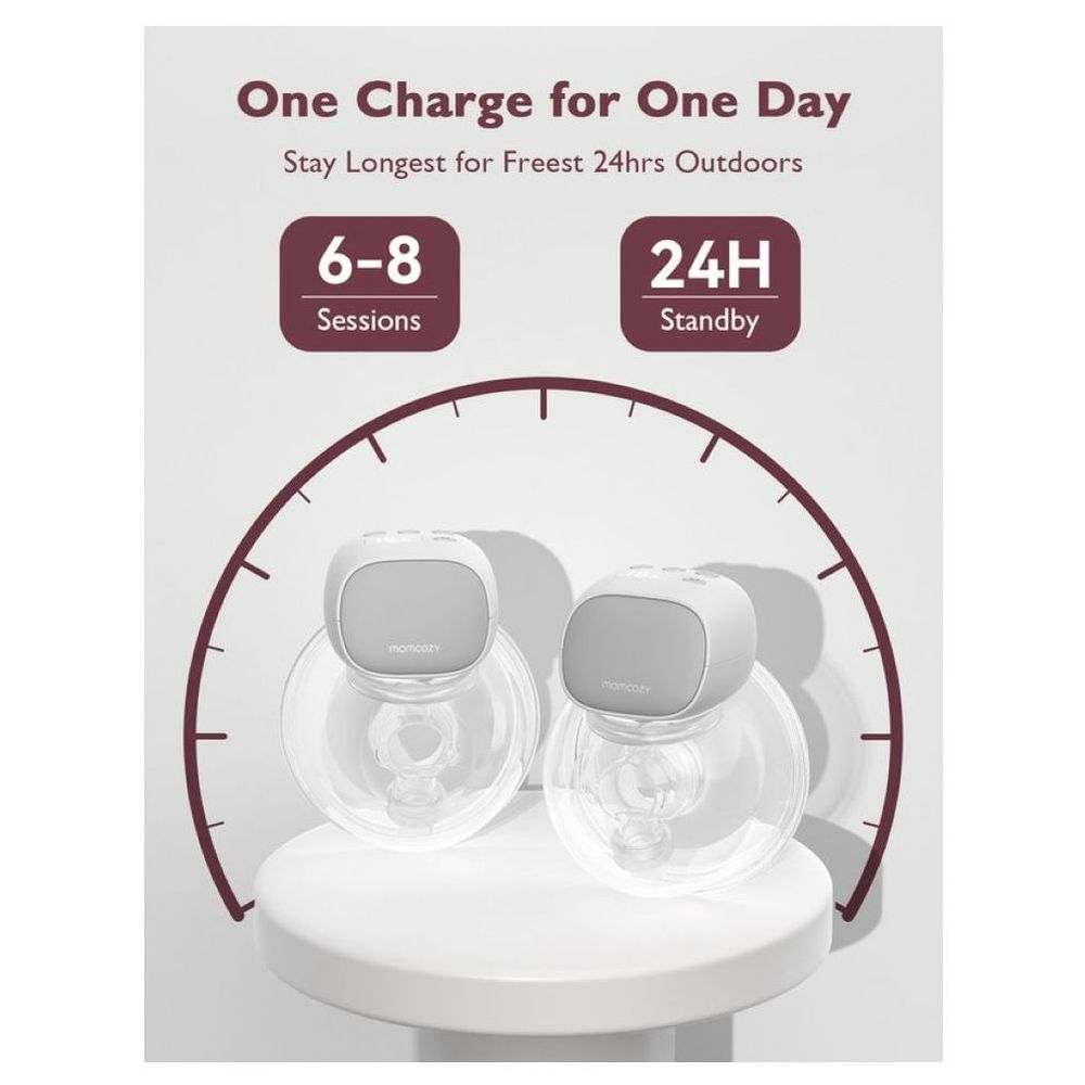 موم كوزي - شفاط الحليب الكهربائي القابل للارتداء أس9 برو - رمادي