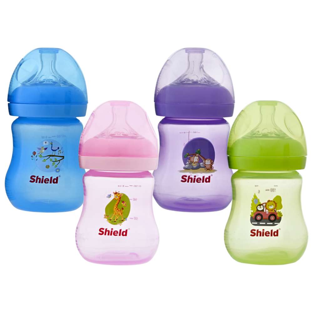 Shield Baby - PP Crystal Wide Neck Feeding Bottle - 180 ml - Color May Vary - 1 Pc