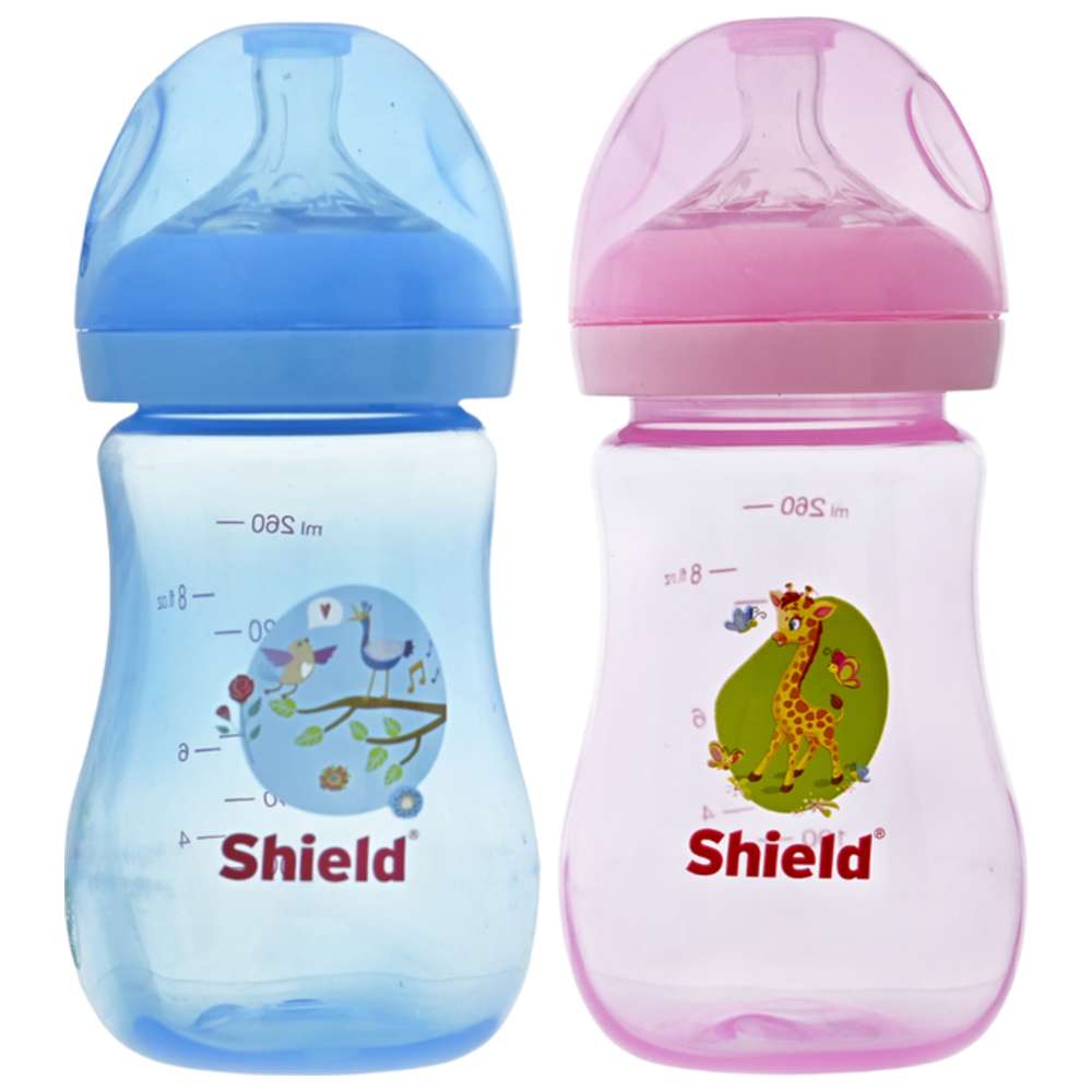Shield Baby - PP Crystal Wide Neck Feeding Bottle - 260 ml - Color May Vary - 1 Pc
