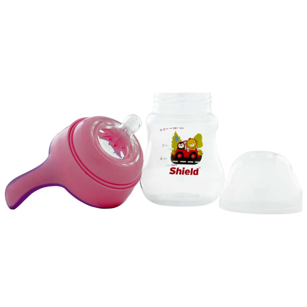 Shield Baby - PP Wide Neck Feeding Bottle With Handle - 180 ml - Color May Vary - 1 Pc