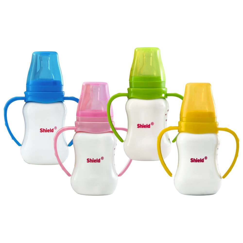 Shield Baby - Standard Neck Frost Feeding Bottle with Handle - 125 ml - Color May Vary - 1 Pc
