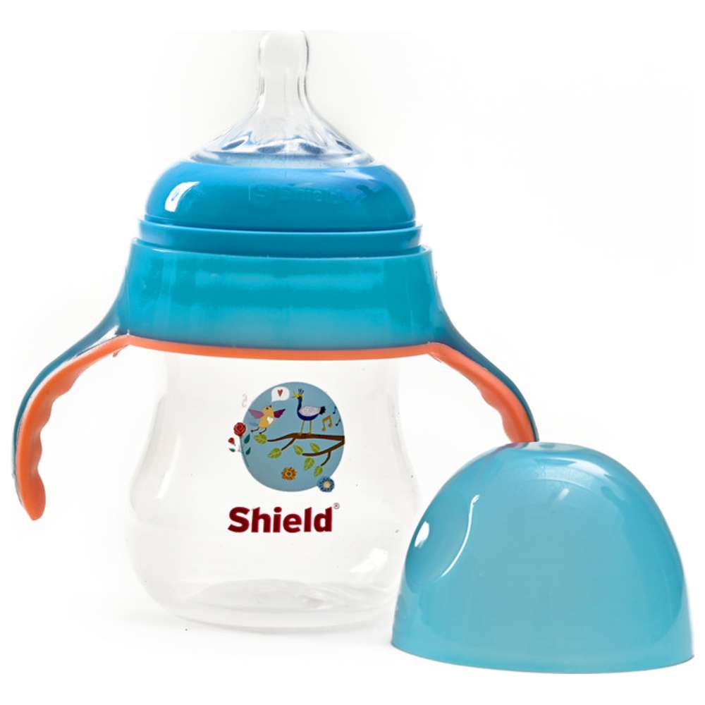 Shield Baby - PP GID Wide Neck Feeding Bottle With Handle - 180 ml - Color May Vary - 1 Pc