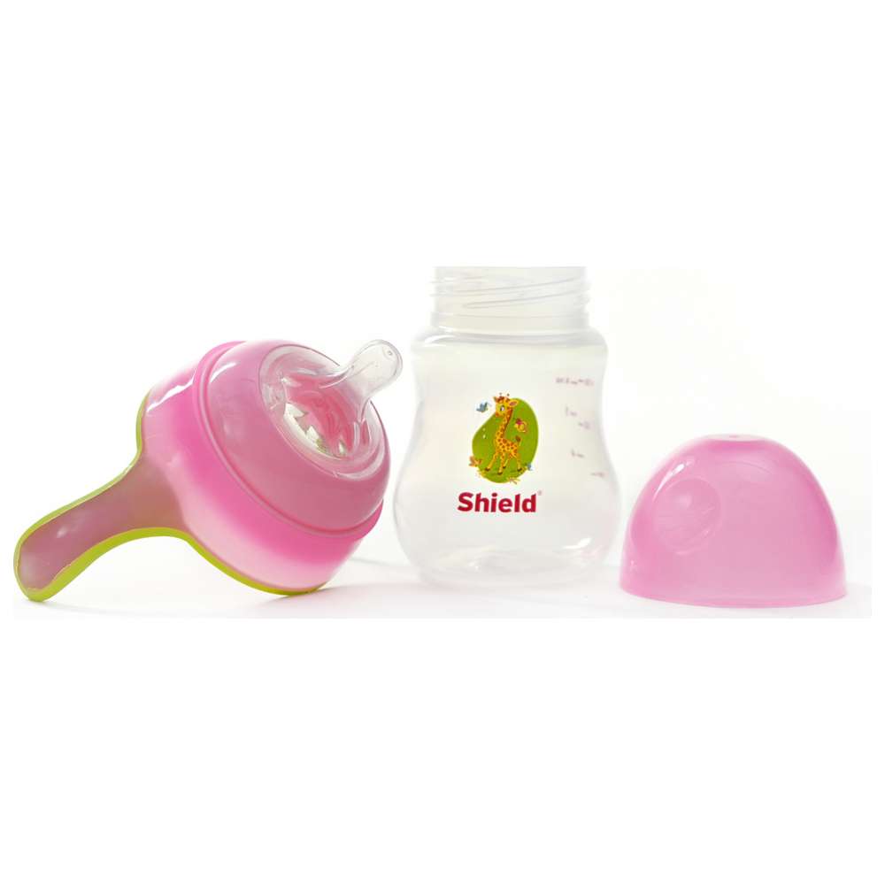 Shield Baby - PP GID Wide Neck Feeding Bottle With Handle - 180 ml - Color May Vary - 1 Pc