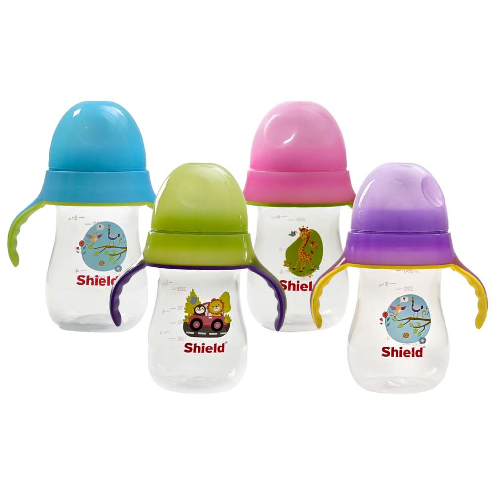 Shield Baby - PP GID Widen Neck Feeding Bottle With Handle - 260 ml - Color May Vary - 1 Pc