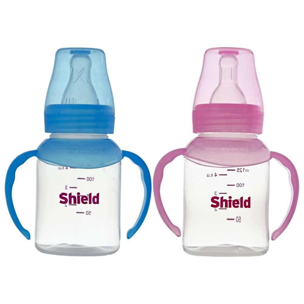 Shield Baby - Standard Neck Classic Feeding Bottle With Handle - 125 ml - Color May Vary - 1 Pc