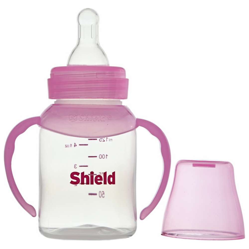 Shield Baby - Standard Neck Classic Feeding Bottle With Handle - 125 ml - Color May Vary - 1 Pc