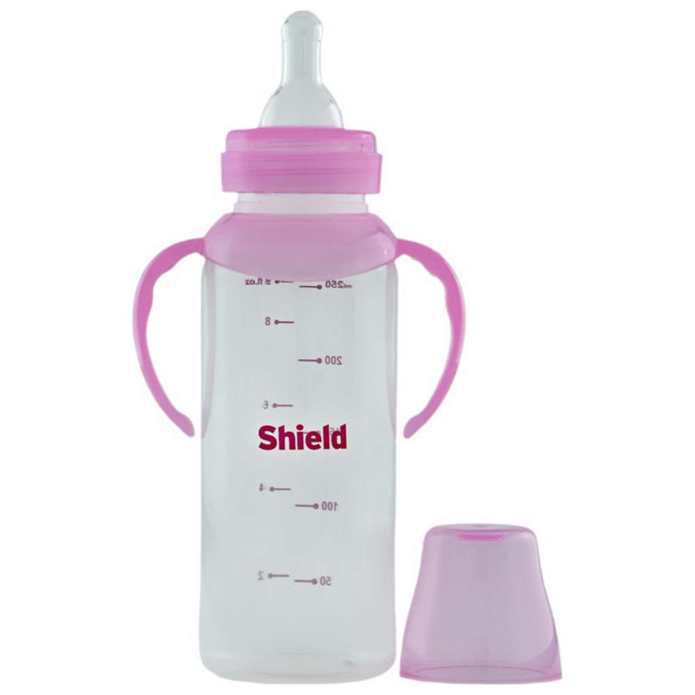 Shield Baby - Standard Neck Classic Feeding Bottle With Handle - 250 ml - Color May Vary - 1 Pc
