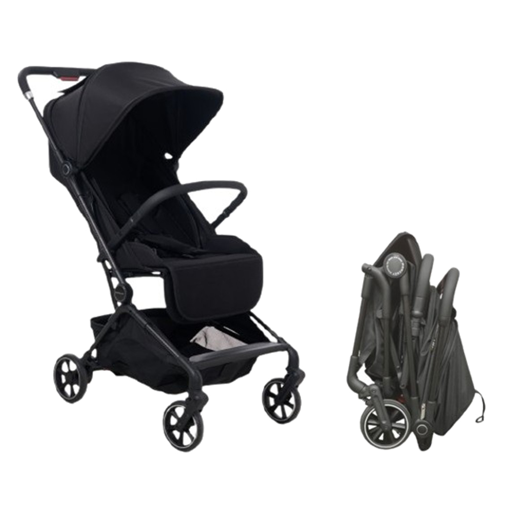 عربة أطفال قابلة للطي من Momcozy - بيد واحدة وبنقرة واحدة - أسود