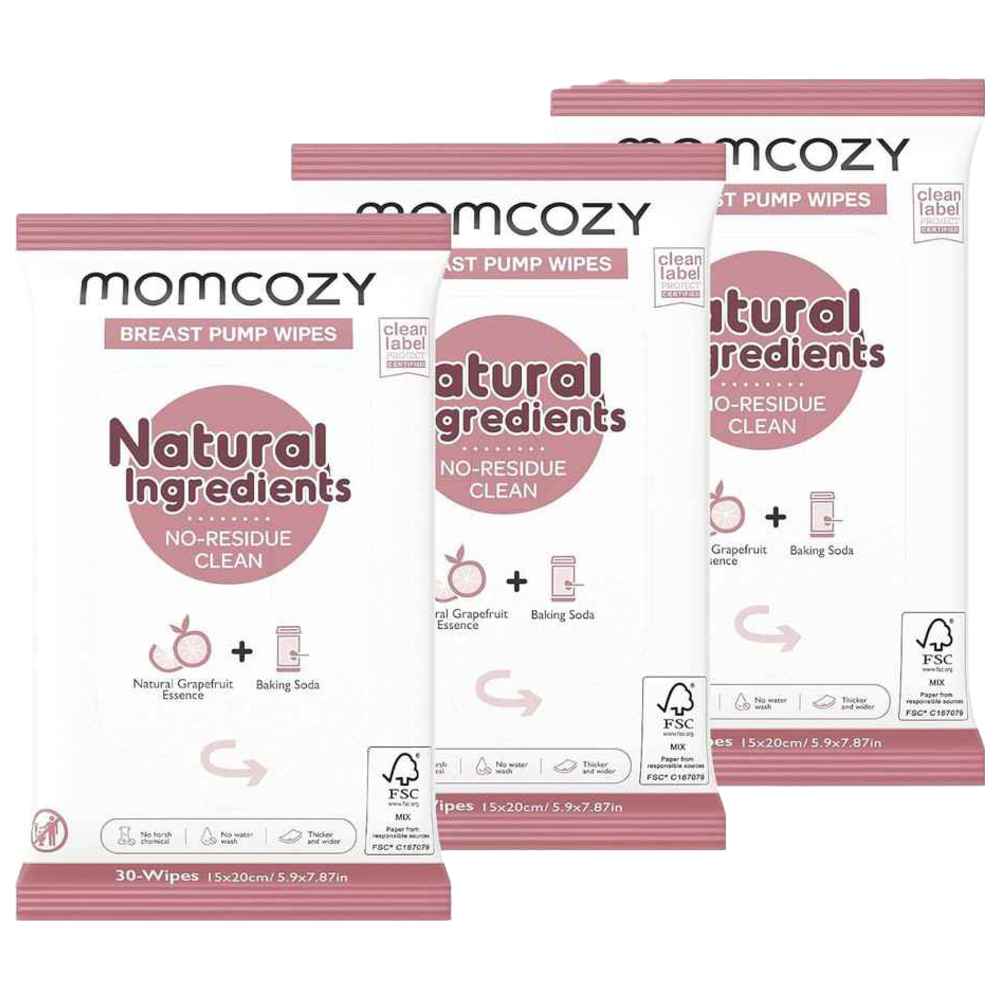 موم كوزي - مناديل تنظيف شفاط الحليب الطبيعية - 3 عبوات - 90 منديل