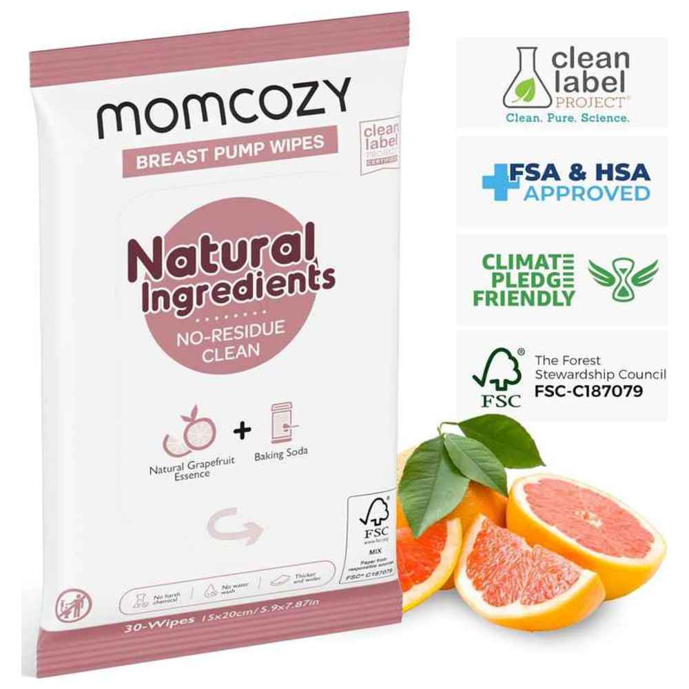 موم كوزي - مناديل تنظيف شفاط الحليب الطبيعية - 3 عبوات - 90 منديل