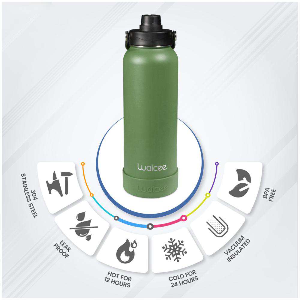 وايسي - زمزمية قابلة لإعادة الاستخدام أخضر عسكري - 32 أوقية / 950 مل