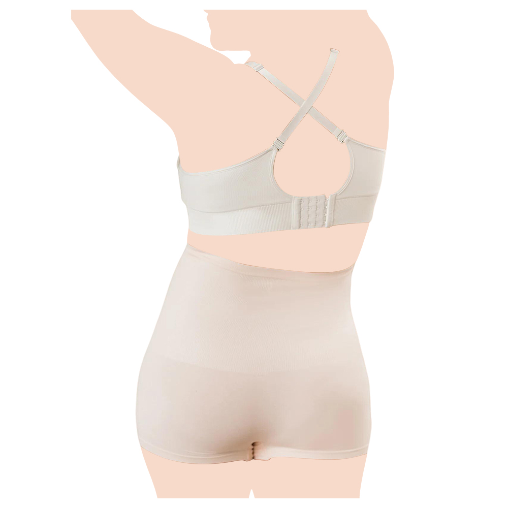 Mums & Bumps - Blanqi - Seamless Maternity Over Belly Support Boy shorts - Pale Peach