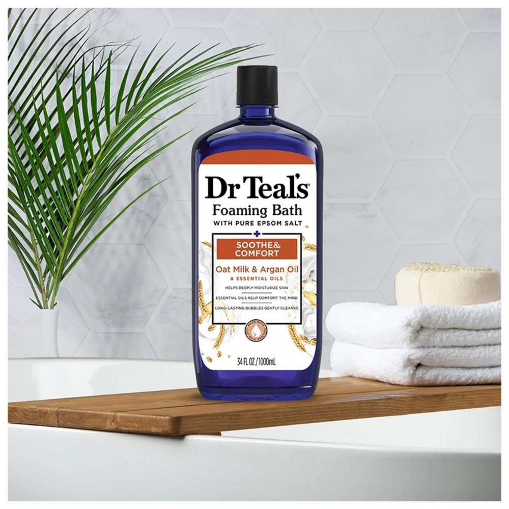 دكتور تيلز - حمام رغوي بملح إبسوم وحليب الشوفان وزيت الأرغان - 1000 مل