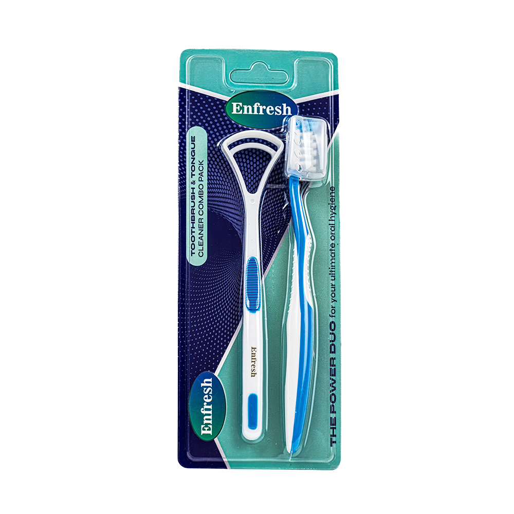 إنفريش - منظف اللسان مع فرشاة أسنان - قطعتان
