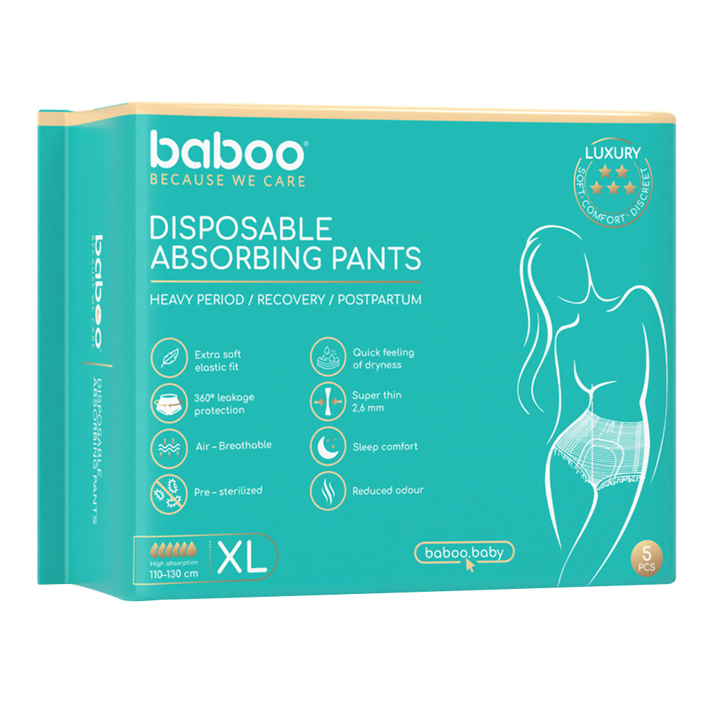 Baboo - Disposable Postpartum Absorbant Pads - Pack of 5