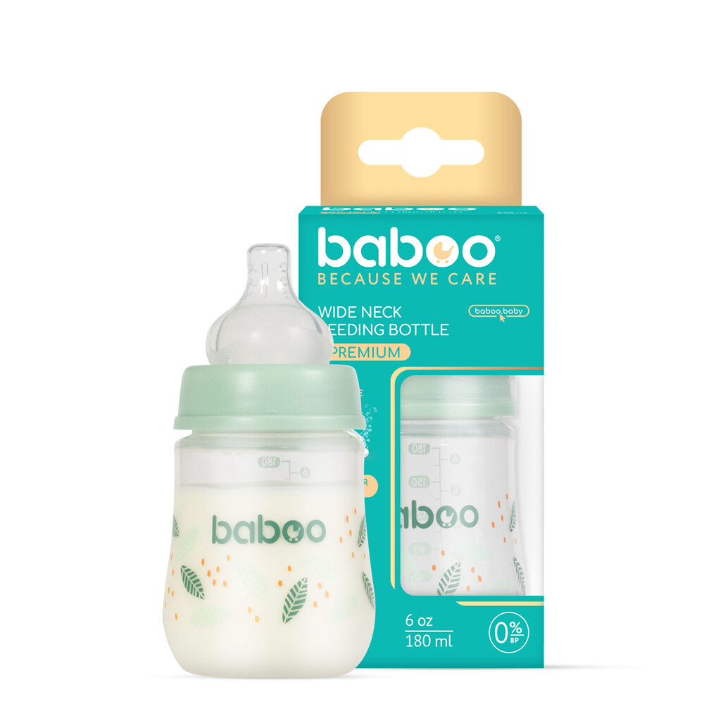 Baboo - Anti-colic Wide Neck Bottle - 180ml - Peachy Keen - +0m