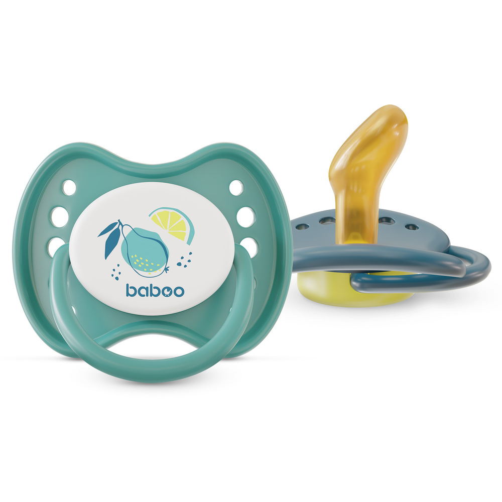 Baboo - Latex Orthodontic Baby Pacifier With Sterilizer Box - Lagoon Fiesta - +6m - 2pc