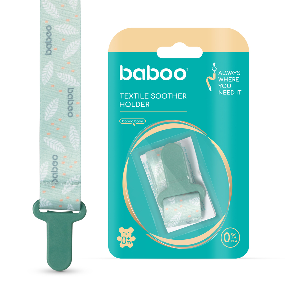 Baboo - Baby Pacifier Clip - Peachy Keen