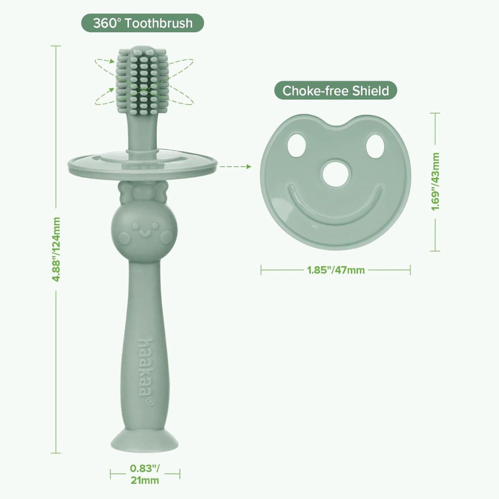 هاكا - فرشاة أسنان سيليكون 360 درجة - أخضر بازلاء