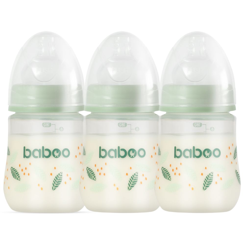 Baboo - Anti Colic Wide Neck Bottle - Peachy Keen - Pack Of 3 - 180ml