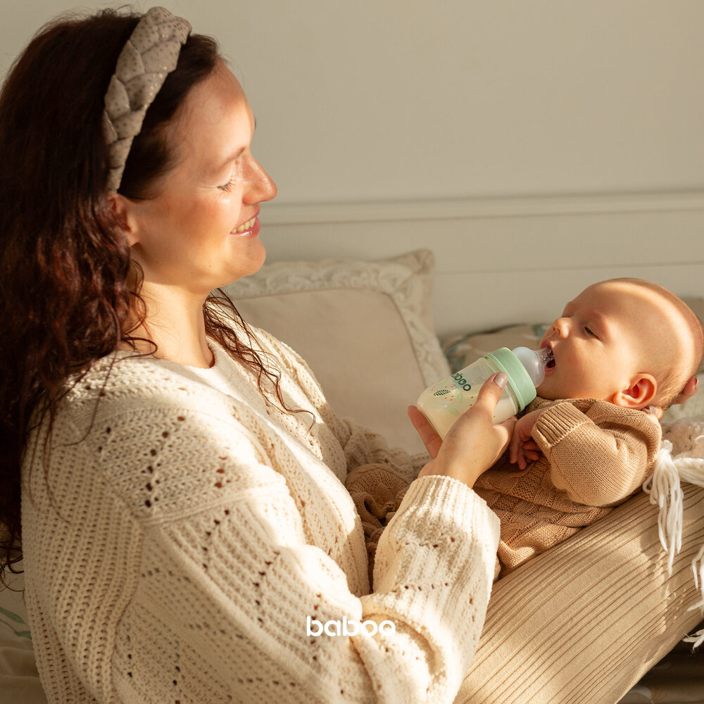 Baboo - Anti Colic Wide Neck Bottle - Peachy Keen - Pack Of 3 - 180ml